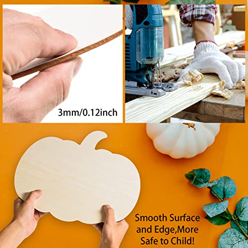 12 Pieces Large Wood Pumpkin Cutouts Blank Pumpkin Shape Cut Out Wooden Pumpkin Cutout Unfinished Wood Craft for Fall Party DIY Thanksgiving