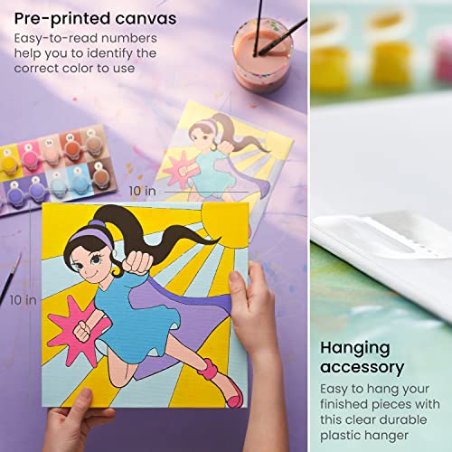 Arteza Kids Paint by Numbers Kit, 10x10 Inches, Pre-Printed Superhero Canvas Painting Kit Arteza Kids