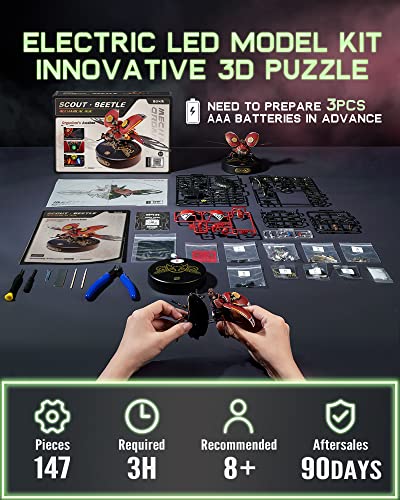 ROKR Metal Building Kits for Adults-Plastic Model Craft Kits-3D Metal Puzzles for Adults and Kids-Scout Beetle Model Building Set-Hobbies Gifts for ROKR