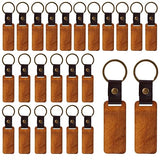25pcs Leather Wood Keychain Blank, Wooden Keychain Blanks with Leather NQEUEPN