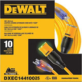 DEWALT 25 Foot Extension Cord Lighted Click-to-Lock 10/3 SJTW - Heavy Duty Outdoor, Waterproof, Weatherproof, Heat & Corrosion Resistant Industrial DEWALT