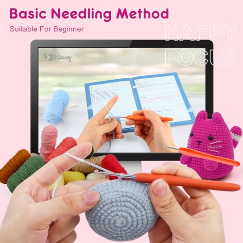 Faircosy Crochet Kit for Beginners Crocheting: Crochet Animal Kits for Kids & Adults - Learn to Knitting Cat Amigurumi Starter Kit with Detailed Faircosy