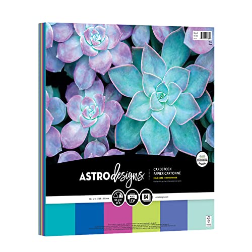 Astrodesigns Crafting Cardstock, 12" x 12", 65 lb/176 gsm, Flora 6-Color Assortment, 84 Sheets (91783) - WoodArtSupply