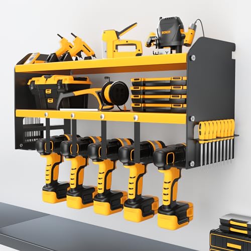 Power Tool Organizer, Storage Rack for Garage Organization,Drill Holder Wall Mount,Utility Rack for Cordless Drill, 3 Layers Heavy Duty Metal Tool