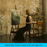 MEEDEN Studio H-Frame Easel with Storage Drawer - Adjustable (60"~75") Forward Tilting Solid Beech Wood Easel Stand for Artists, Students & MEEDEN