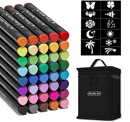 Shuttle Art Fabric Markers Pens, 40 Colors Dual Tip Fabric Markers Permanent No Bleed Markers for T-Shirts Sneakers, Non-Toxic & Child Safe Permanent - WoodArtSupply