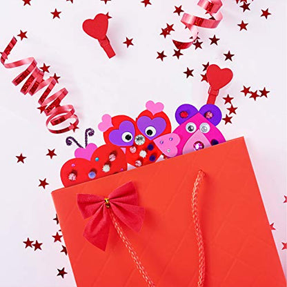 Winlyn 24 Sets Valentine's Day Craft Kits DIY Foam Hearts to Animal Shape Ornaments Art Sets Heart Dog Unicorn Bee Cat Owl Butterfly Ladybug Llama