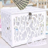 OurWarm DIY White Wedding Card Box with Lock PVC Card Box Graduation Card Box Perfect for Weddings, Baby Showers, Birthdays, Bridal or Baby Showers OurWarm