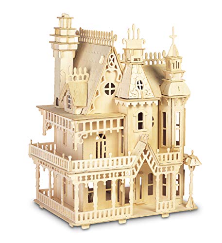 Puzzled 3D Puzzle Fantasy Villa Dollhouse Set Wood Craft Construction Model Kit, Fun Educational DIY Wooden Toy Assemble Unfinished Craft Hobby Puzzled