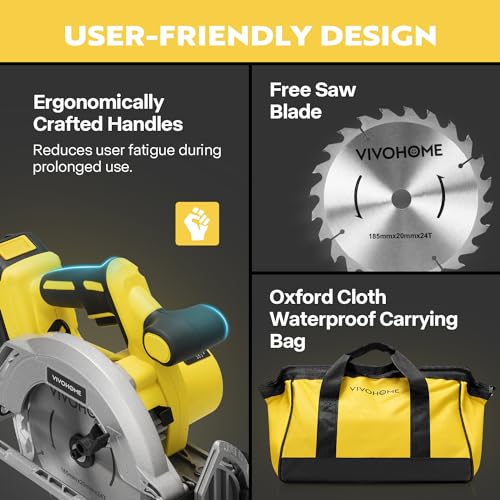 VIVOHOME 7-1/4-Inch Circular Saw Kit, 20V Brushless 4000 RPM, Max Cutting Depth 2-12/25"(90°), 1-5/8"(45°), Cordless Saw with a 4.0-Ah Battery, Fast VIVOHOME