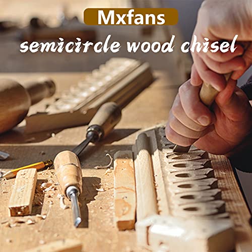 Mxfans Semicircle Wood Chisel Woodworking Carving Chisel Inner Edge Woodworking Gouge for Carpenter Wood Carving Hand Chisel Tool Pack of 4 Mxfans