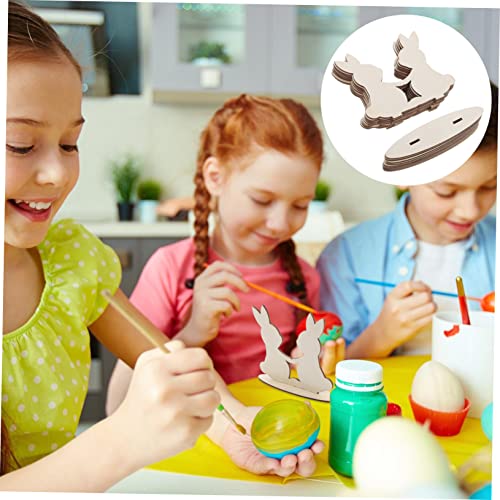 VOSAREA 10pcs White Rabbit Ornament Wood Rabbit Cutouts Wood Bunny Slice Bunny Shaped Wood Cutout Bunny Wooden Slices Easter Wood Embellishments DIY VOSAREA