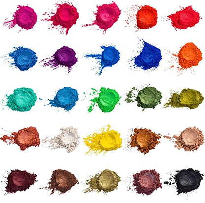 Chameleon Colors Mica Powder Kit, 25 Colors for Epoxy Resin, Nail Art, and Makeup Pigment, 125 Grams (5 Grams per Color) - WoodArtSupply