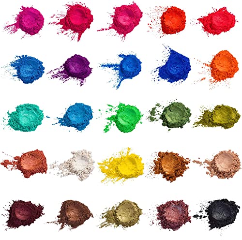 Chameleon Colors Mica Powder Kit, 25 Colors for Epoxy Resin, Nail Art, and Makeup Pigment, 125 Grams (5 Grams per Color)