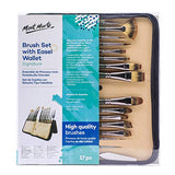 Mont Marte Signature Brush Set with Wallet, 17 Piece, Suitable for Oil, Acrylic, Watercolor and Gouache Paint, Easel Wallet Included MONT MARTE