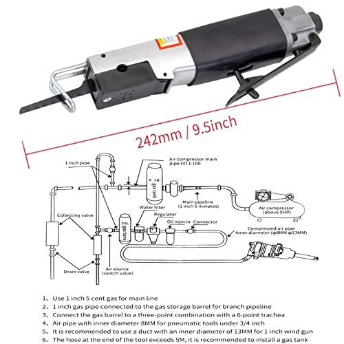 SDRTOP Air Reciprocating Saw Pneumatic body saws tool with 6pc 24T & 32T Blades Heavy Duty Hacksaw Cutter for Metal Sheet Cutting SDRTOP
