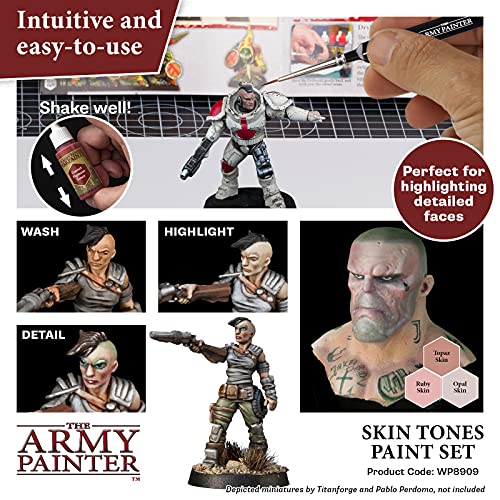 The Army Painter Skin Tones Paint Set, 16 Acrylic Paints, 4 empty bottles and 16 Mixing Balls for Advanced Techniques in Wargames Miniature Model - WoodArtSupply