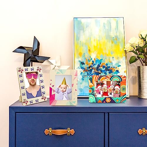 Vmiapxo 10 Pack Unfinished Wooden Picture Frames for 5" x 7" Photos, Standing Postcard Picture Frame Set DIY Keepsake Kit Decoratable Coards for Vmiapxo