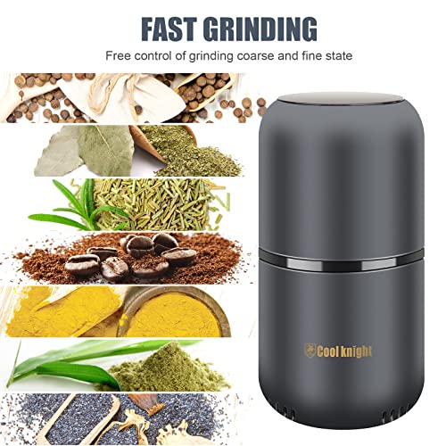 COOL KNIGHT Herb Grinder [large capacity/fast/Electric ]-Spice Herb Coffee Grinder with Pollen Catcher/- 7.5" (Grey) COOL KNIGHT