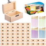 Chumia 48 Pcs Unfinished Wooden Craft Boxes with 40 Paintbrushes Small Wooden Boxes Treasure Chest with Lid and Clasp Wood Storage Box for DIY Baby Chumia