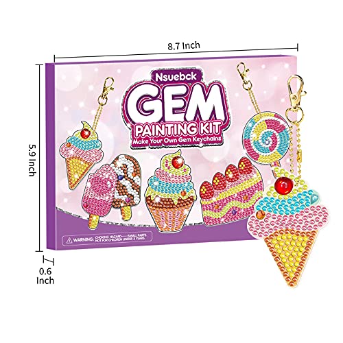 Gem Art Diamond Painting Kits for Kids - Paint by Number Gem Keychains - DIY Arts and Crafts Birthday Valentines Day Gifts for Kids Girls 6-8 8-10