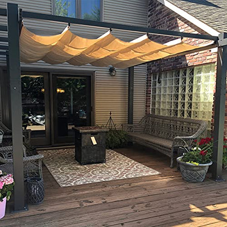 PURPLE LEAF 10' X 12' Outdoor Retractable Pergola with Sun Shade Canopy Patio Metal Shelter for Garden Porch Beach Pavilion Grill Gazebo Modern Yard PURPLE LEAF