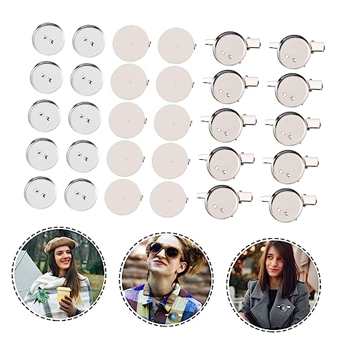 VILLCASE 45pcs Badge Corsage Material Brooch Lapel Pin Backs Boutonniere Pin Unfinished Badge Kit Accessories Broch Round Badge Simple Badge VILLCASE
