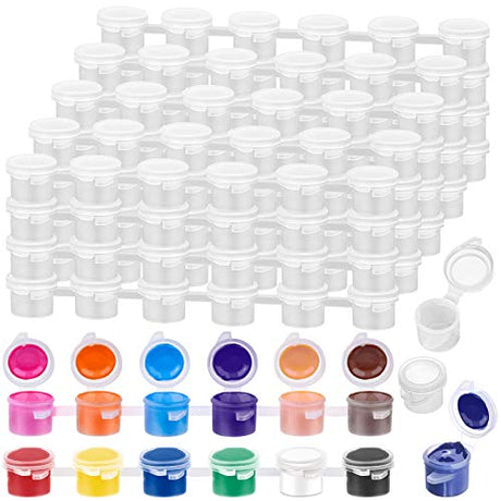 Caffox 240 Pieces Empty Paint Pot, 40 Strips Acrylic Mini Paint Container Strip Storage with Lid for Classrooms School Art and Crafts Paint 3ml/ Caffox