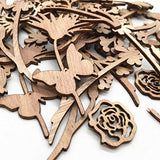Happyyami 30pcs Wooden Flowers for Crafts Unfinished Wood Cutouts Wood Shapes Slices for DIY Wedding Birthday Party Favors Centerpieces (Assorted Happyyami
