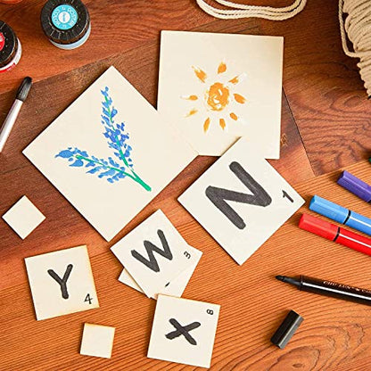 Unfinished Blank Square Wood Pieces,80 Pack 2x2 Inch Small Laser Wooden Squares,Plywood Crafts Wall Tiles Letters Cutouts Coasters Decor,School