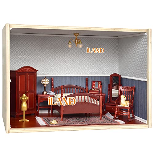 iLAND Dollhouse Display Box, Unfinished Wood Shadow Box, Quick-Build Display Case with Transparent Front 15.7“ x 11” x 11“ Suitable for Lego & 1/12