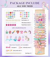 DUDUCOFU 900Pcs Mermaid Bracelet Making Kit for Girls Kids Charm DIY Beads for Jewelry Making, Friendship Bracelet Kit with Unicorn Ocean Pearl Shell DUDUCOFU