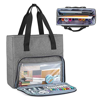 LUXJA Tote Compatible with Cricut Accessories, Carrying Bag Compatible with Cricut Supplies (Bag Only, Patent Design), Gray