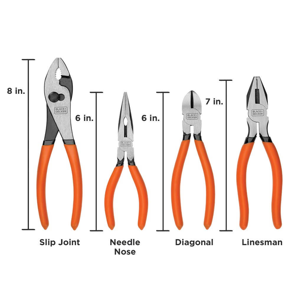 BLACK+DECKER Plier Set, 4-Piece (BDHT84002) - WoodArtSupply