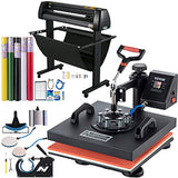 VEVOR Heat Press Machine, 15 x 15 Inch, 6 in 1 Combo Swing Away T-Shirt Sublimation Transfer Printer and Vinyl Cutter 34 inch Plotter Machine with VEVOR