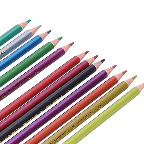 Zerodis 12Pcs Colored Pencil Set, Metallic Fluorescent Professional Coloring Pencil Art Colored Pencils Sketch Graffiti Painting Supplies for Adults Zerodis