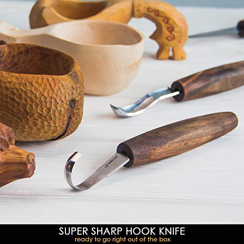 BeaverCraft Wood Spoon Carving Tools Kit S14x Deluxe - Wood Carving Tools Set Wood Carving Kit - Wood Carving Knives, Hook Knife Wood Carving Spoon - WoodArtSupply