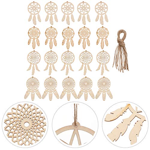 EXCEART 80 Pcs Wooden Dreamcatcher Wood Hanging Ornaments