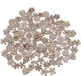 PULABO 100 pcs Mixed Flower Leaf Pattern Wooden Scrapbooking DIY Handmade Crafts Children DIY Home Decor Convenient Generic
