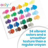 Ooly Smooth Stix Gel Crayons for Kids and Adults with Paint Brush - Set of 25 Watercolor Rainbow Crayons for Glass and Paper with Clear Plastic Ooly