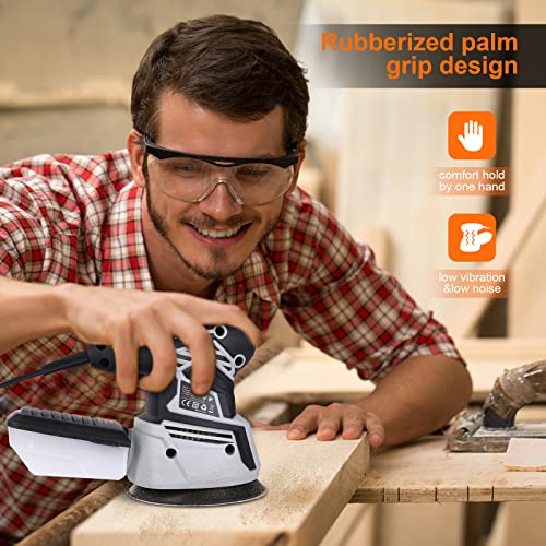 2.6A Random Orbital Sander,Towallmark 350W Orbital Sander with 6 Variable Speed,13000RPM Electric Sander with 12Pcs Sandpapers,1 Pcs Dust Box,Sander Towallmark