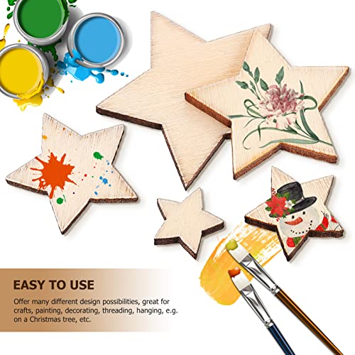 Artibetter Unfinished Wooden Stars 500pcs Wooden Star Cutouts Different Sizes Blank Star Wood Pieces for Christmas Holiday DIY Crafts ARTIBETTER