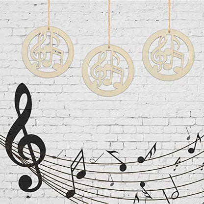 20pcs Music Note Wood DIY Crafts Cutouts Wooden Round Musical Note Shaped Hanging Ornaments for Musical Theme Christmas Tree Cutout Holiday Wood - WoodArtSupply