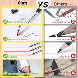 Enhon 57 Pcs Carpenter Pencils Set, Construction Pencils with Sharpener and 52 Refills, Deep Hole Mechanical Carpenter Pencil Set with Retractable Enhon