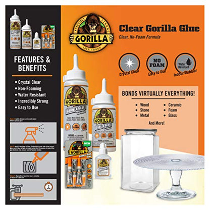 Gorilla Clear Glue, 1.75 ounce Bottle, Clear (Pack of 1) - WoodArtSupply