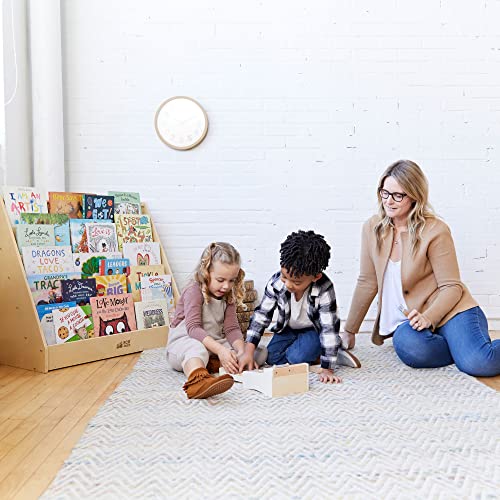 ECR4Kids Single-Sided Book Display, Classroom Bookshelf, Natural - WoodArtSupply