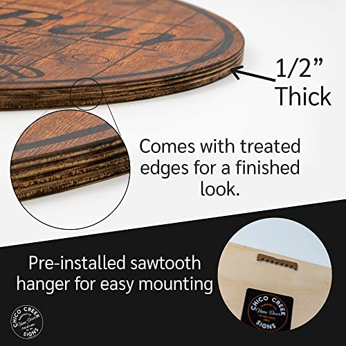 Personalized Whiskey Bar Sign 10" 14" 18" Round Wood Sign Bourbon Bar Accessories Bar Decor Gift B3-00140051001 Chico Creek Signs
