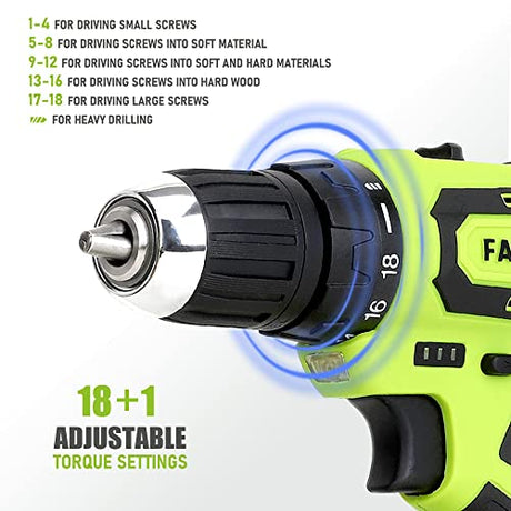 FASTPRO 232-Piece 20V Cordless Lithium-ion Drill Driver and Home Tool Set, Household Repairing Tool Kit with Drill, 12-Inch Wide Mouth Open Storage FASTPRO