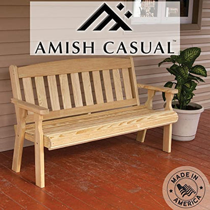 Amish Casual Heavy Duty 800 Lb Mission Pressure Treated Garden Bench (4 Foot, Unfinished)