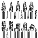 Carbide Burr Set, Die Grinder Bits, 20 Pcs 1/8" Shank Double Cut Tungsten Carbide Rotary Burrs Set Compatible with Dremel for Metal Carving Wood Semderm